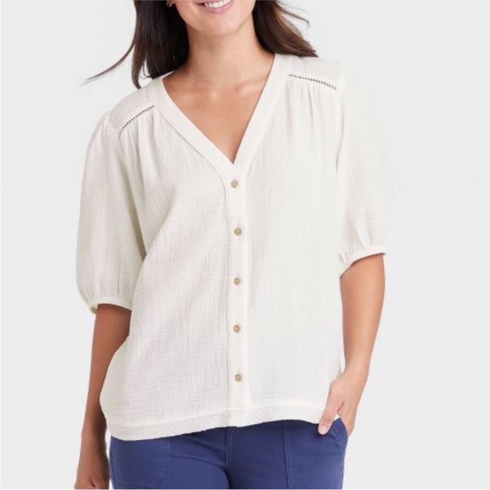 Knox Rose Gauzy Button Down Shirt
